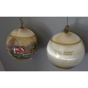 Currier and Ives "‎ EARLY WINTER  " Ornaments Winter Scene set of 2